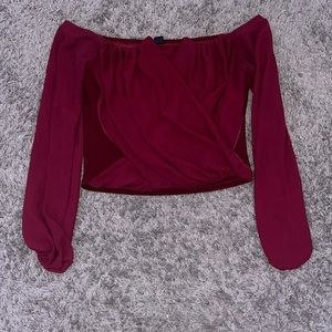 Windsor off the shoulder burgundy shirt